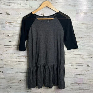 Minkpink gray black striped lace  dress mini size small